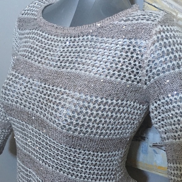 INC Light Woven Asymmetrical Sweater With Sequins - Picture 4 of 7